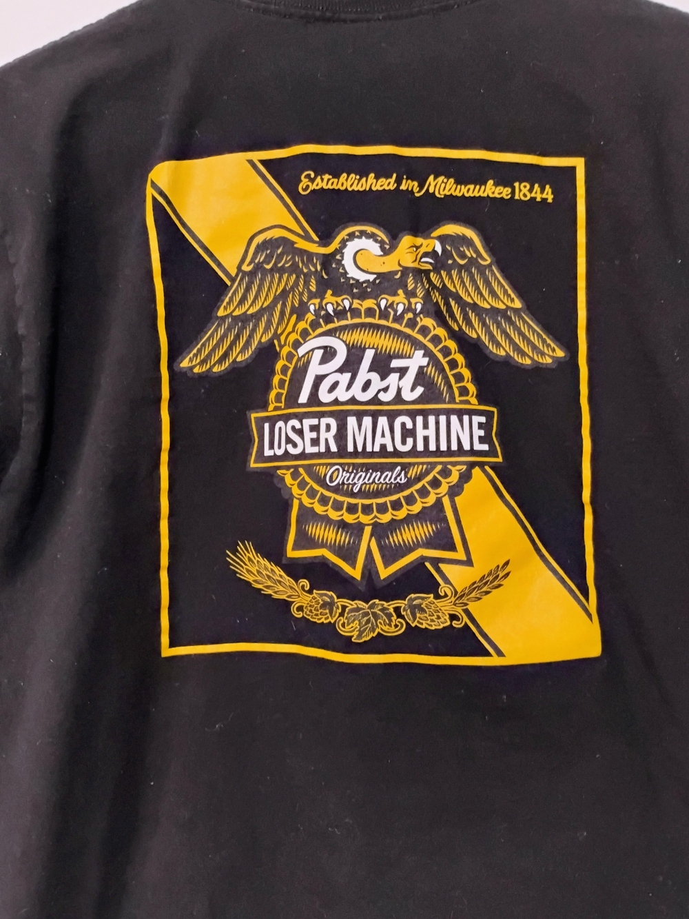 Loser Machine x Pabst Gold Blue Ribbon Mens Medium Black Short Sleeve T Shirt T